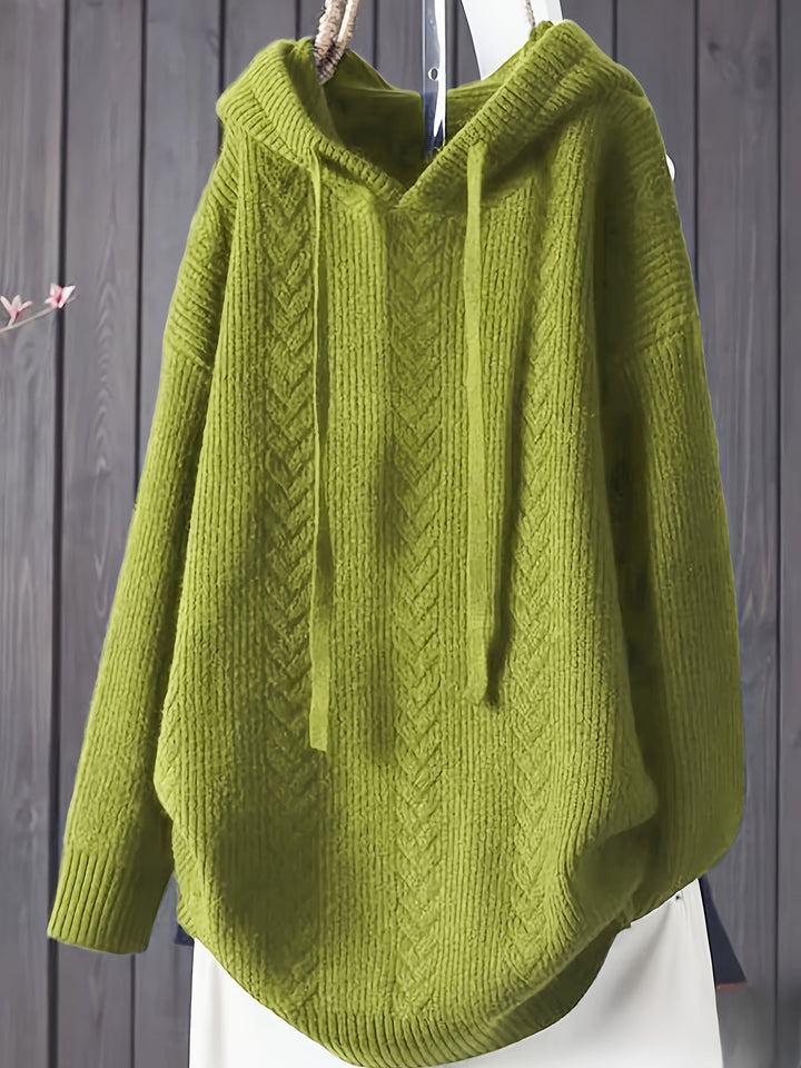 Genivee - Hanorac Casual Cu Tricotat Mâneci Lungi și Glugă