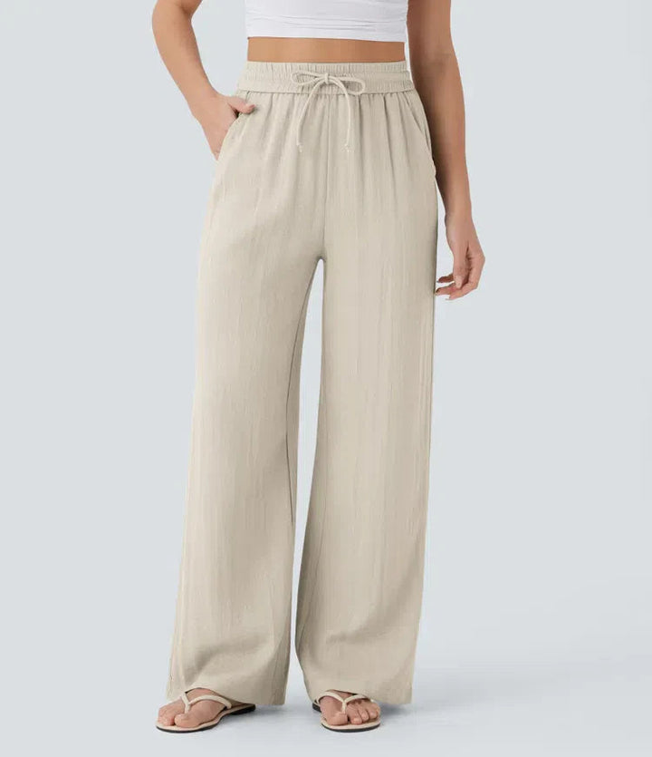 Zafeiria - Pantaloni Eleganți Din In
