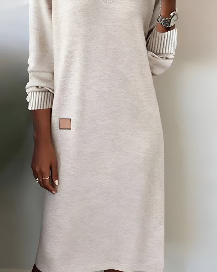 Kymari - Rochie lungă casual din tricot cu Decolteu în V