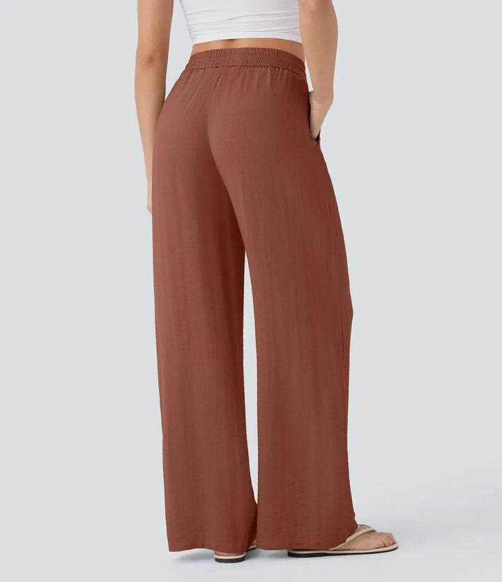 Zafeiria - Pantaloni Eleganți Din In