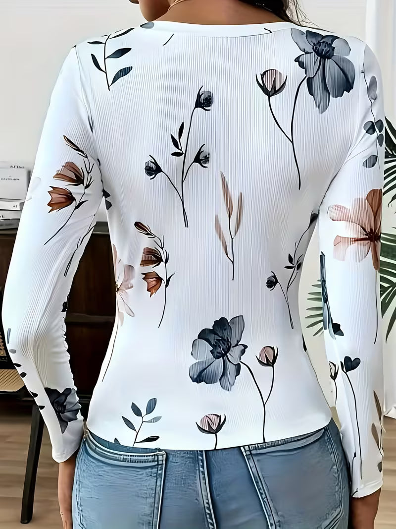 Rabiye - Bluză Cu Imprimeu Floral Și Decolteu Pătrat