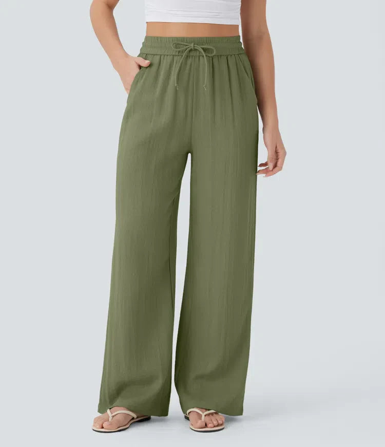 Zafeiria - Pantaloni Eleganți Din In