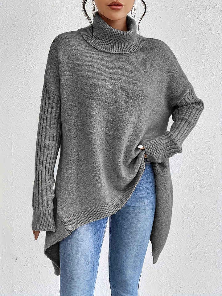 Tahlia - Pulover Casual Cu Mâneci Lungi și Guler înalt