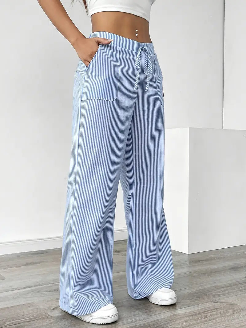 Alina - Pantaloni Eleganți cu Dungi și Buzunare