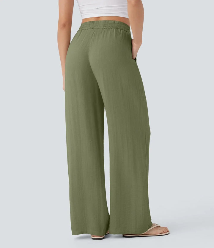 Zafeiria - Pantaloni Eleganți Din In