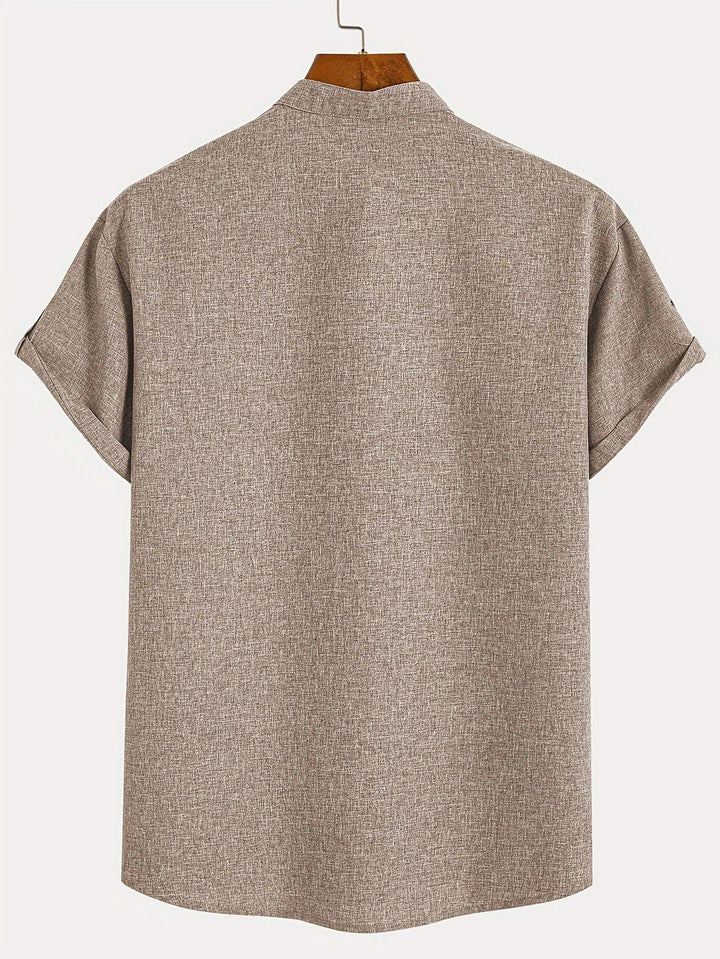 Elliott - Cămașă Elegantă Cu Mâneci Scurte și Guler înalt