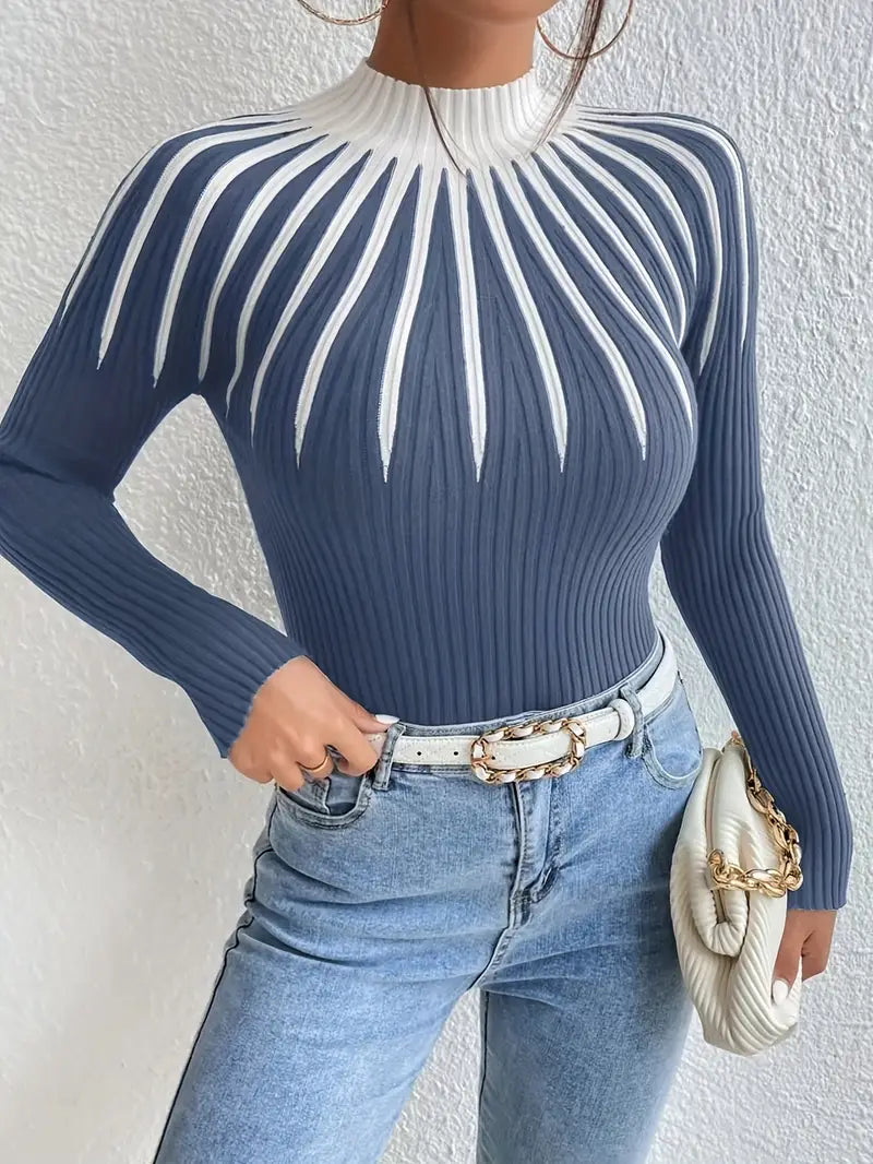 Maider - Pulover Elegant Cu Mâneci Lungi și Guler înalt