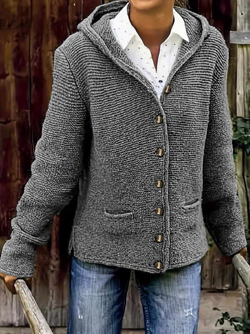 Bressan - Cardigan Eleganță Cu Mâneci Lungi Si Glugă