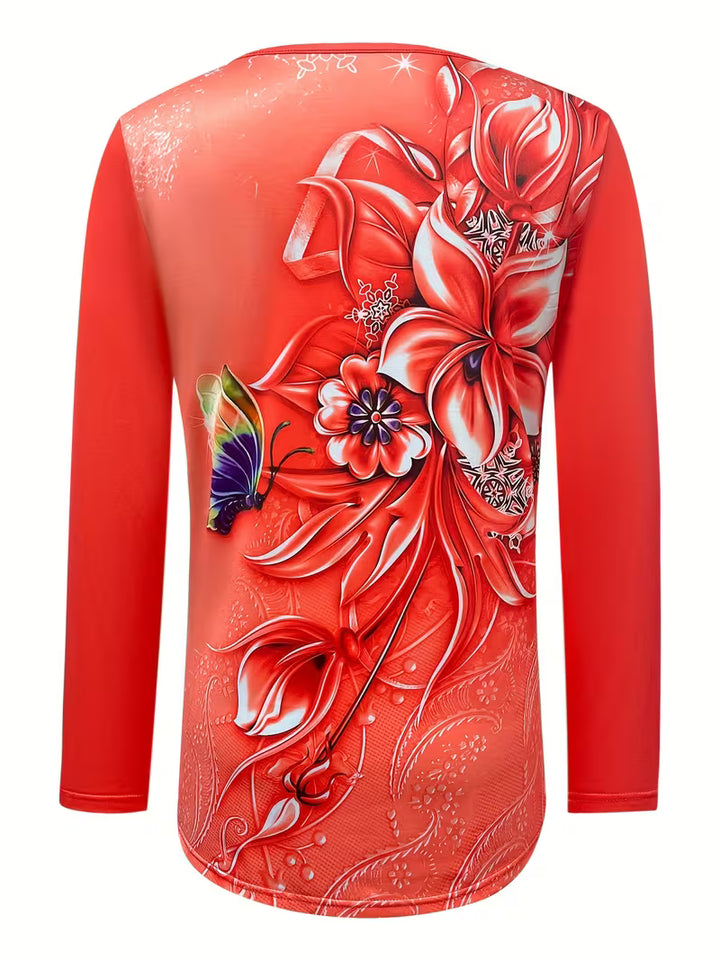 Ljiljana - Bluză La Modă Cu Imprimeu Floral