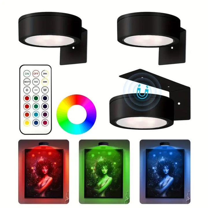 GlowFrame - Lumină Magnetică Pentru Tablouri cu 13 Moduri de Iluminare (Pachet de 3)
