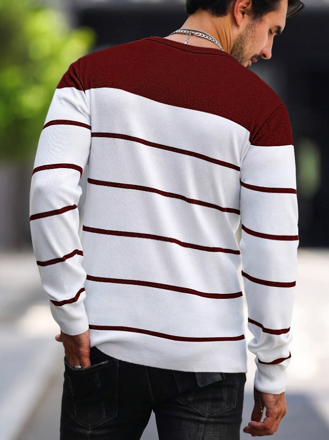 Michiel - Pulover Casual cu Dungi și Mâneci Lungi