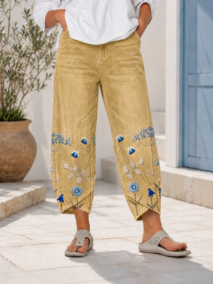 Selcen - Pantaloni Casual Cu Broderie