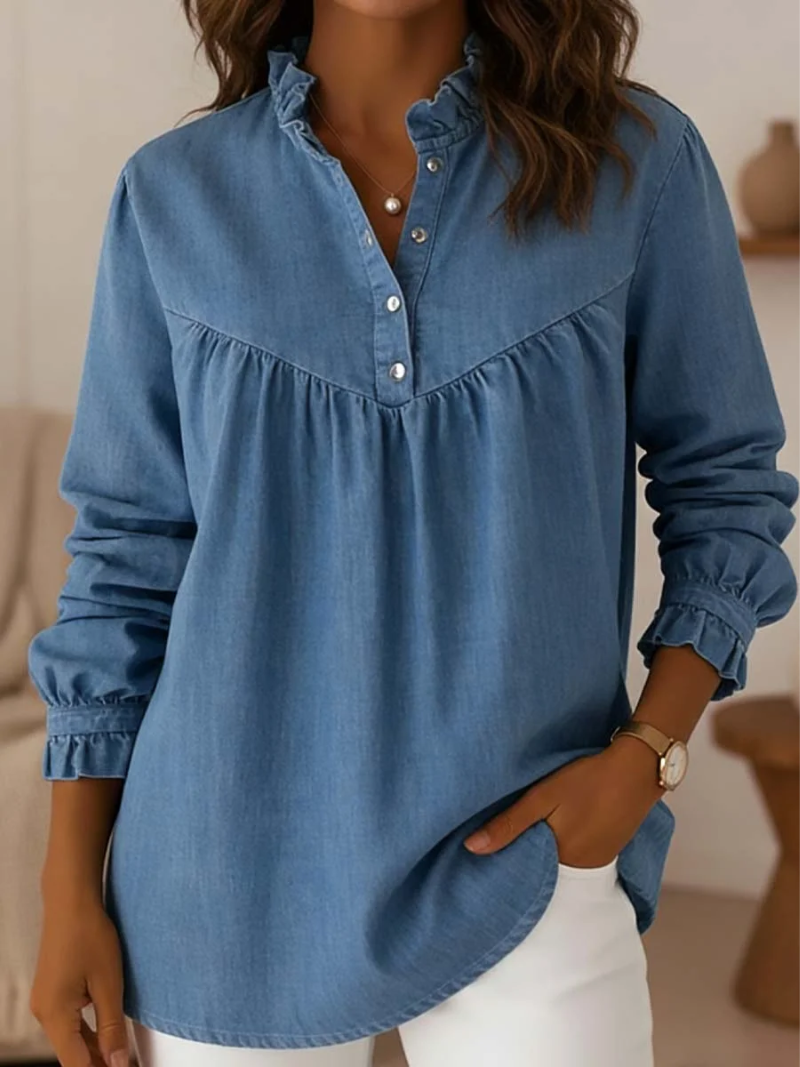 Aleska - Bluză Din Denim Cu Nasturi