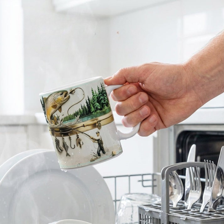 TackleMug - Cană de Cafea cu Motiv Pescăresc