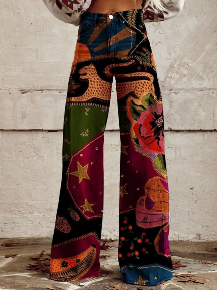 Gallegos - Pantaloni Vintage Eleganți în Stil Boho Retro