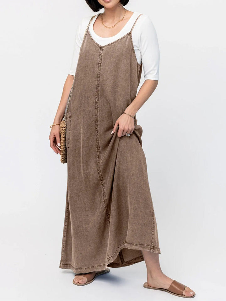 Éricaa - Croială Lejeră Denim Rochie Maxi