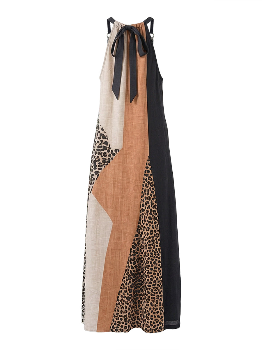 Terina – Rochie Maxi Cu Inserții Cu Imprimeu Leopard