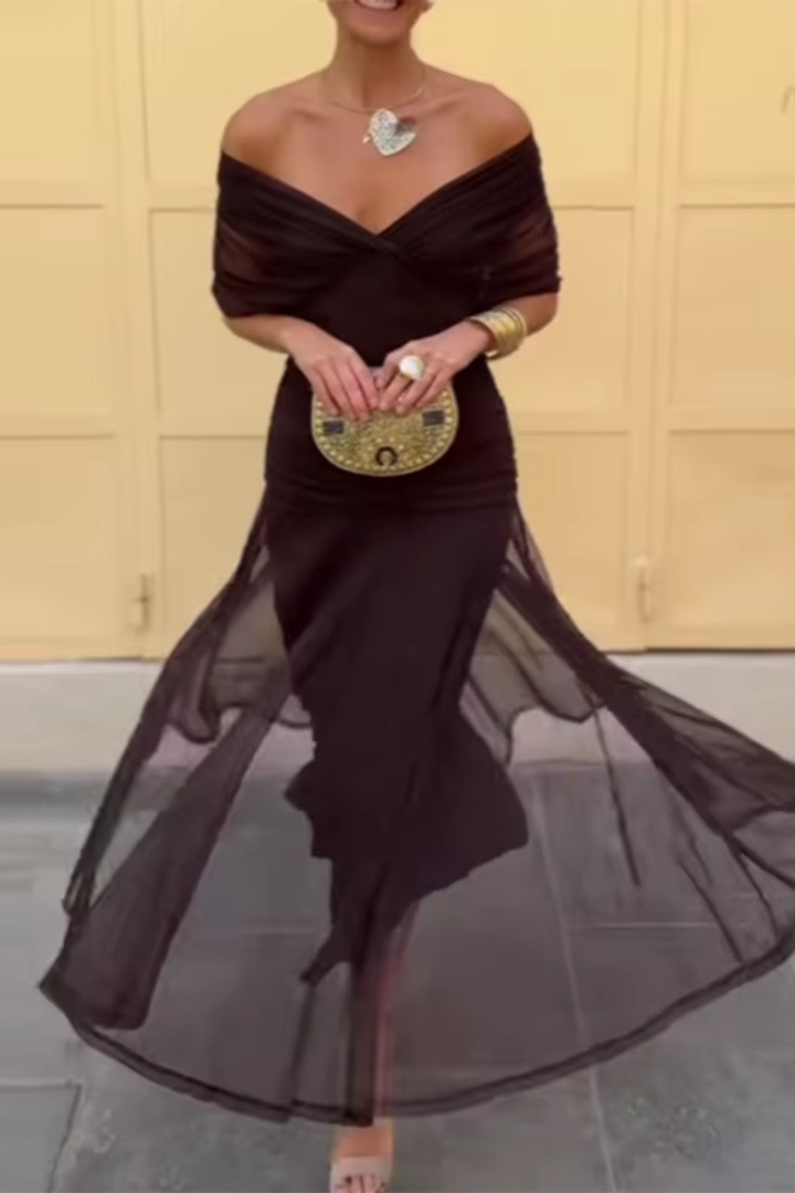 Nefeli - Rochie Lungă Elegantă Cu Decolteu în V Pentru Petreceri