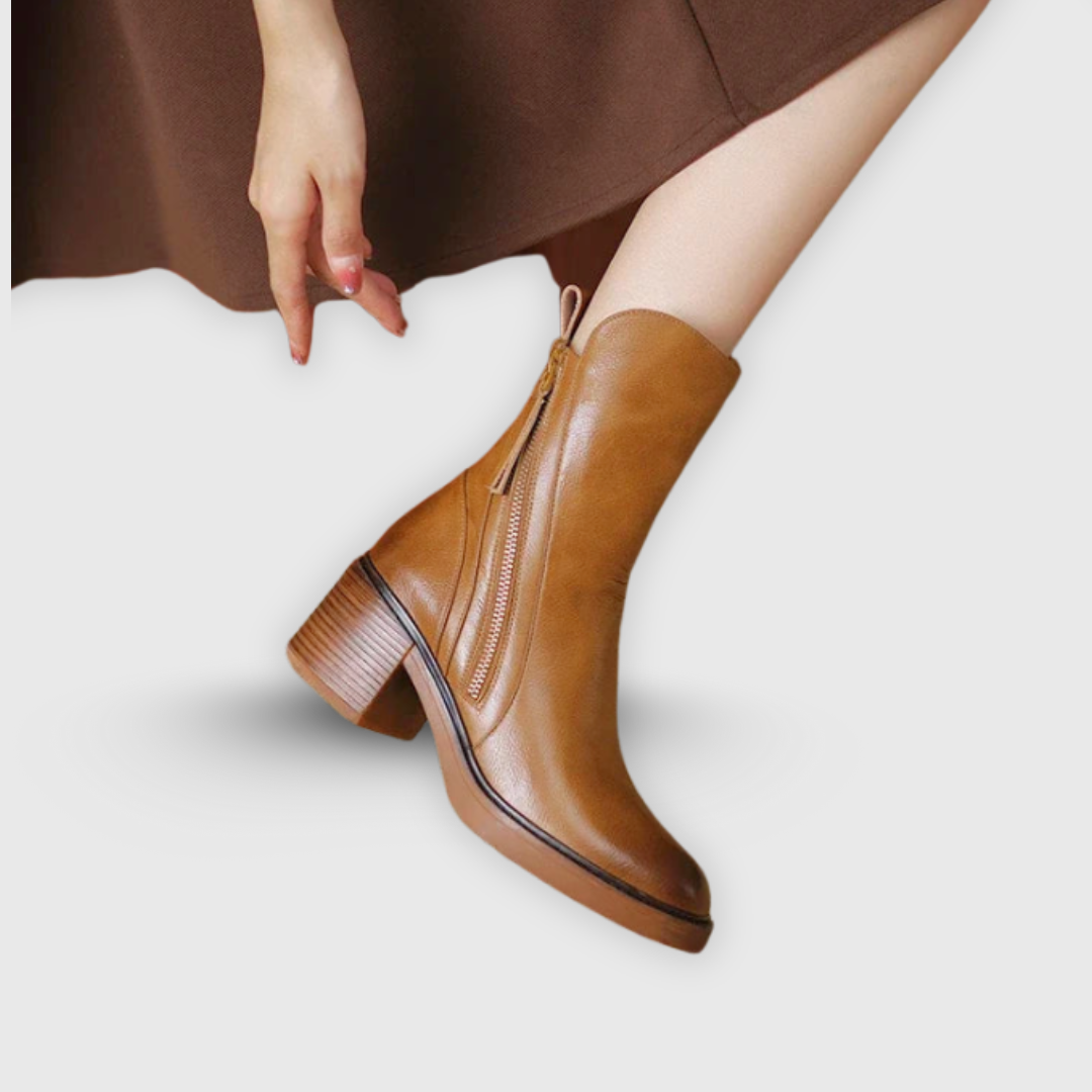 Marcy - Botine Elegantă Cu Tocuri Blocate