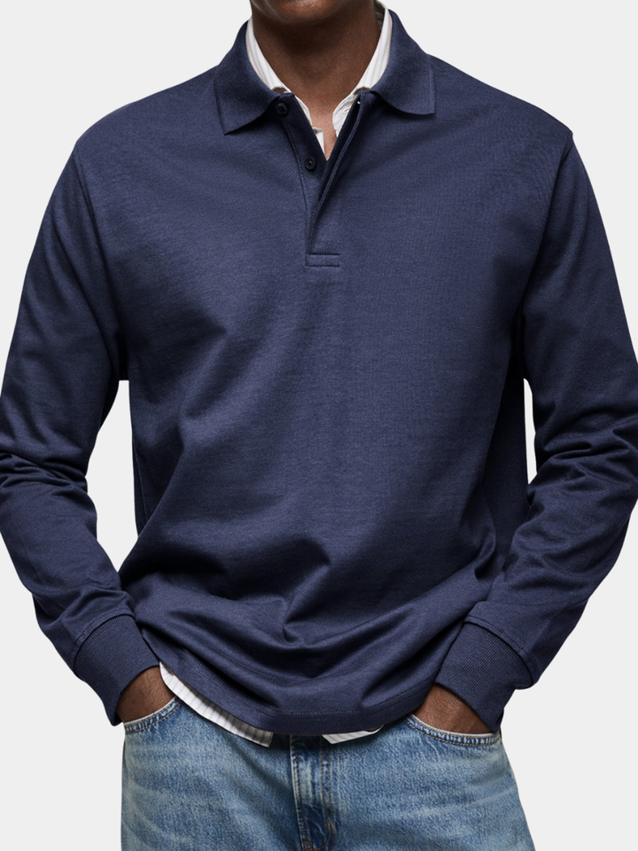 Elhanan - Tricou Polo Elegant cu Mânecă Lungă