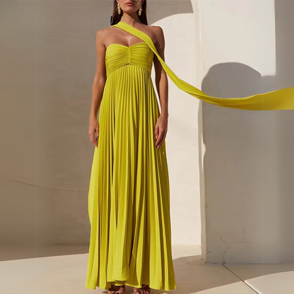 Melista - Rochie Lungă Elegantă Cu Pliuri