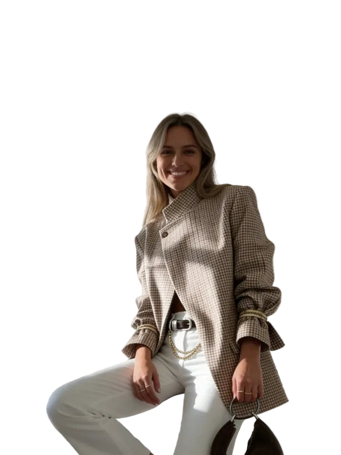 Clodagh - Blazer Structurat în Carouri Vintage