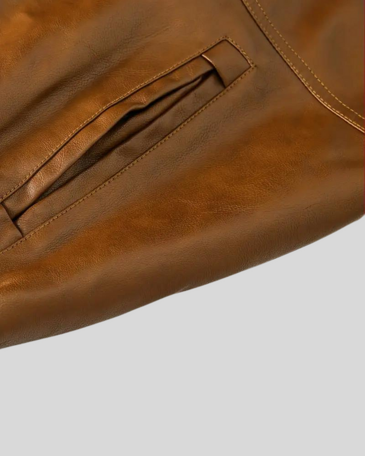 Davor - Jacheta Din Piele Cu Glugă și Inchidere Cu Fermoar Dublu