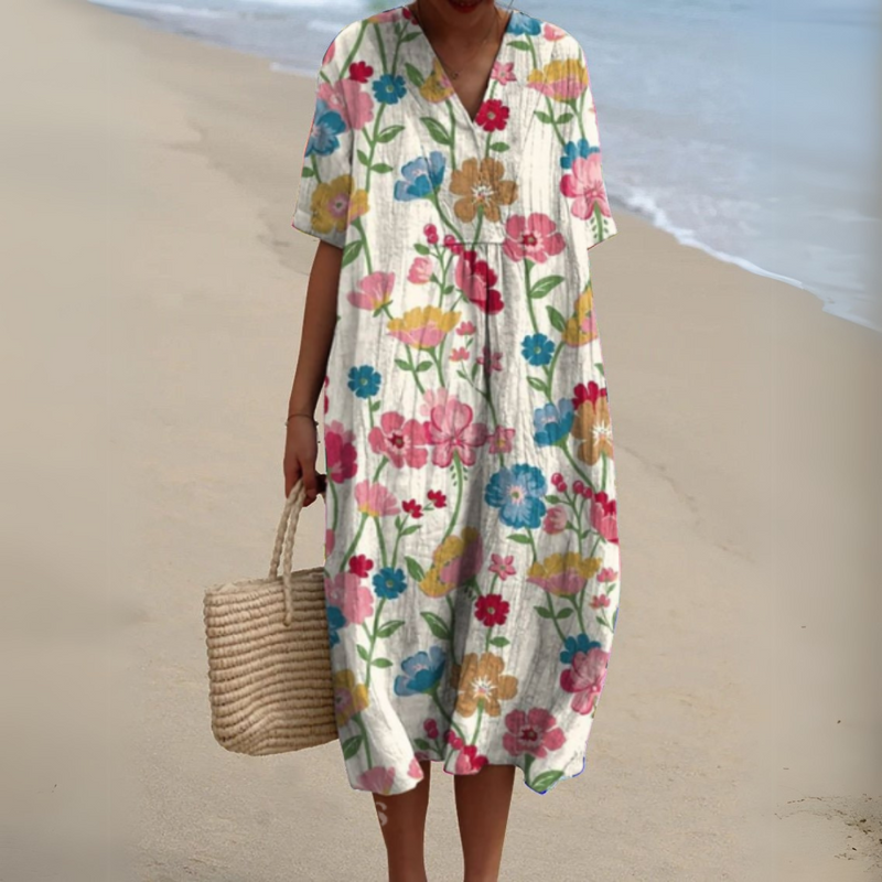 Lora - Rochie De Vară cu Imprimeu Floral Colorat