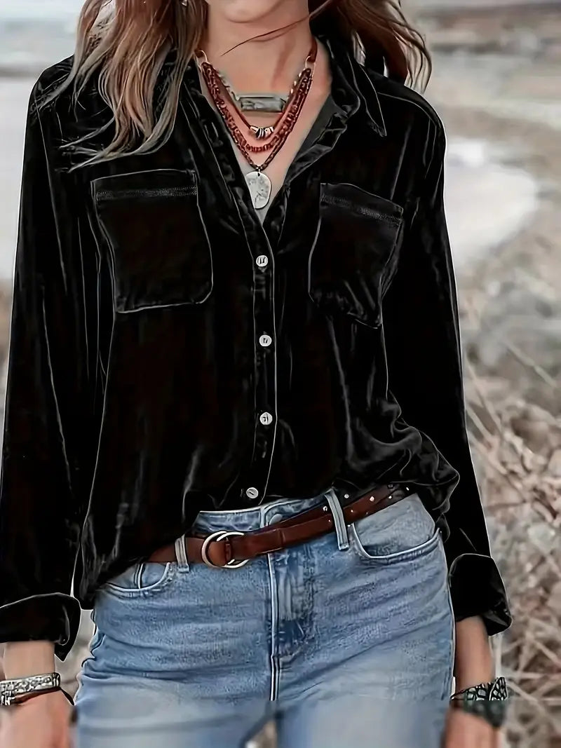 Geanie - Cămașă Cu Mâneci Lungi și Buzunare Frontale