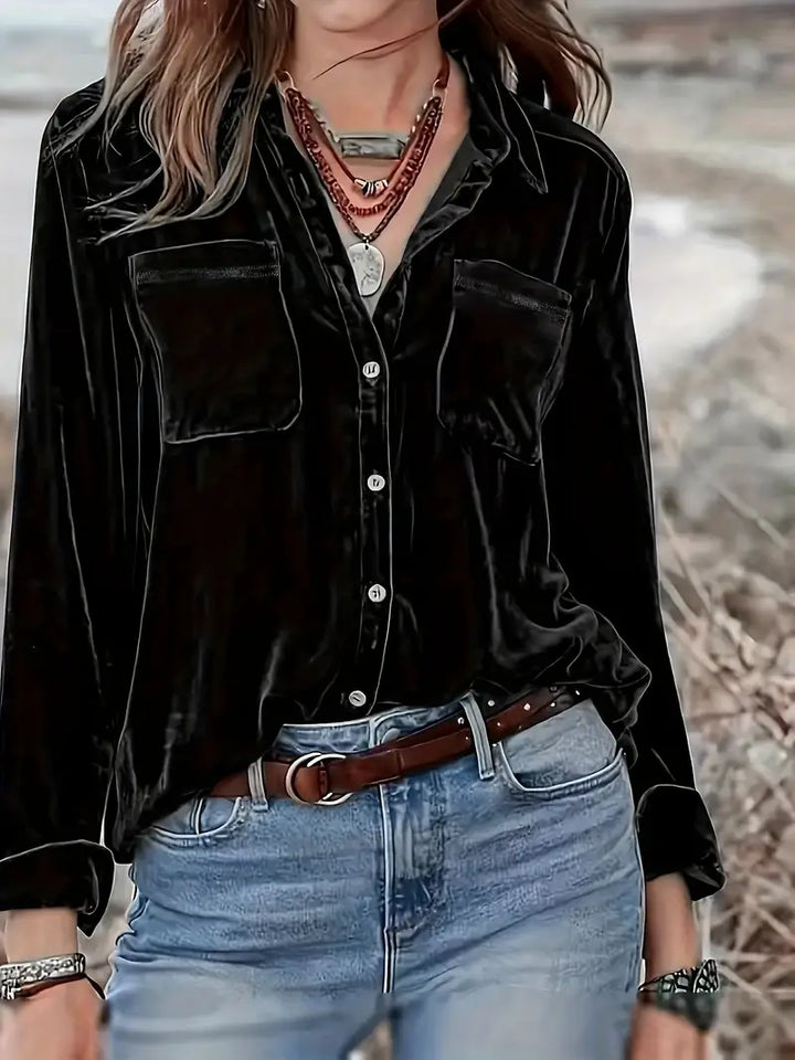 Geanie - Cămașă Cu Mâneci Lungi și Buzunare Frontale