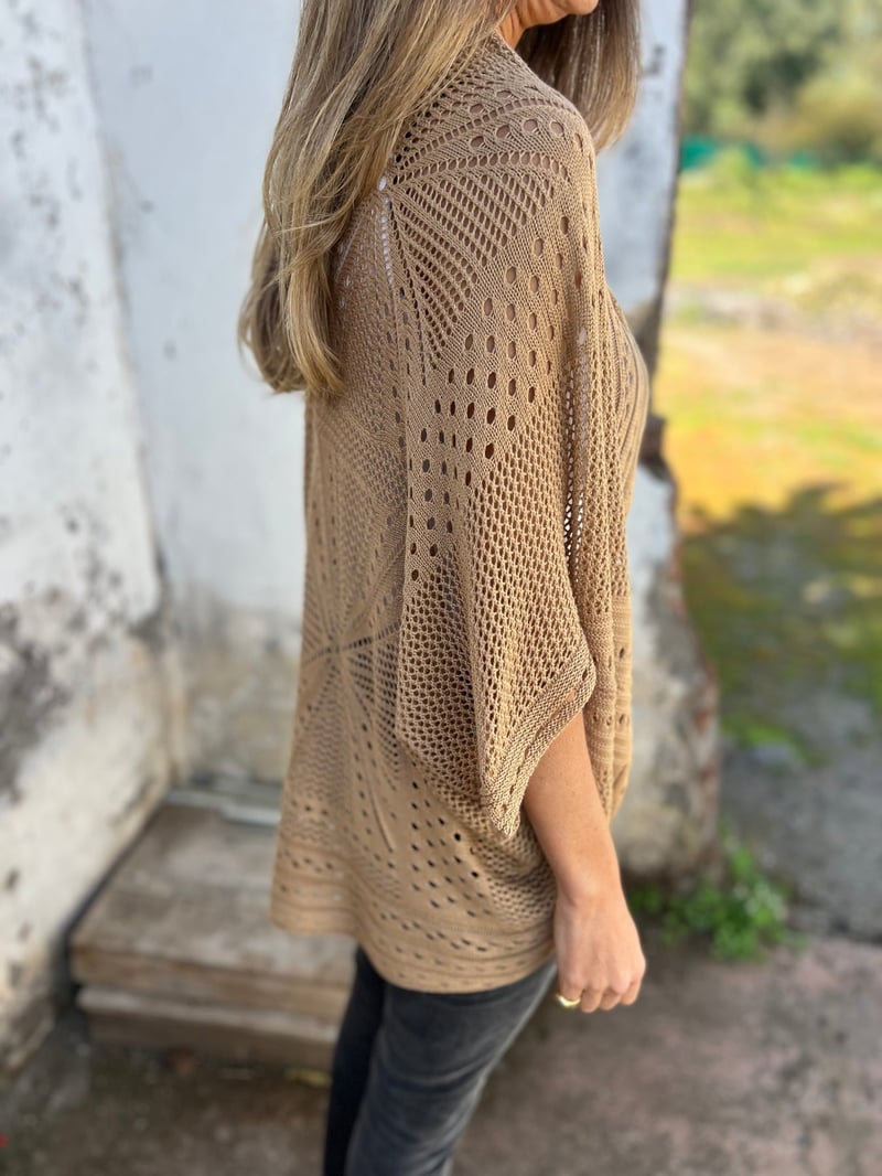 Veronique - Cardigan Cu Mâneci Scurte Si Decupate