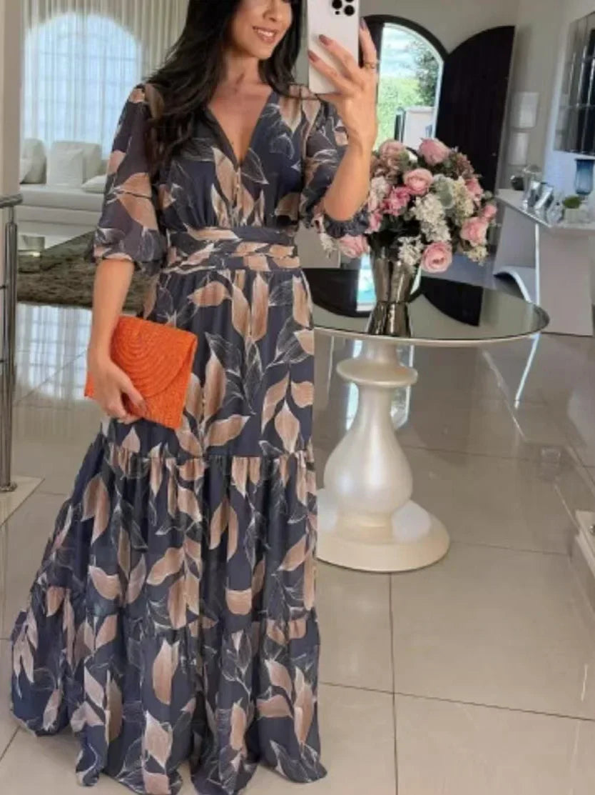 Lella - Rochie Maxi Elegantă Cu Flori