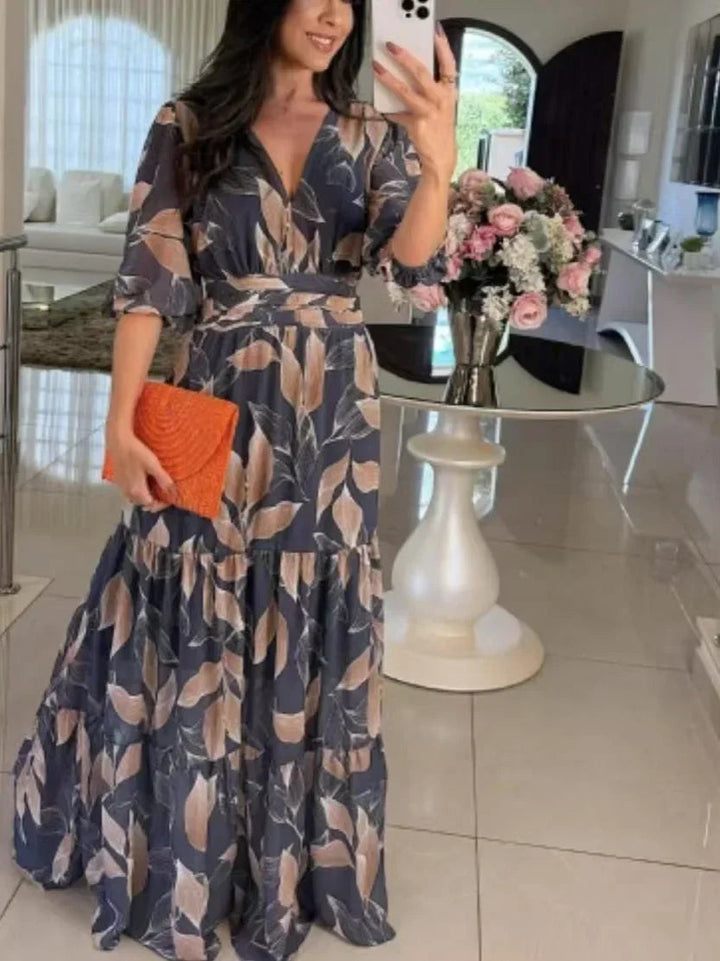 Lella - Rochie Maxi Elegantă Cu Flori