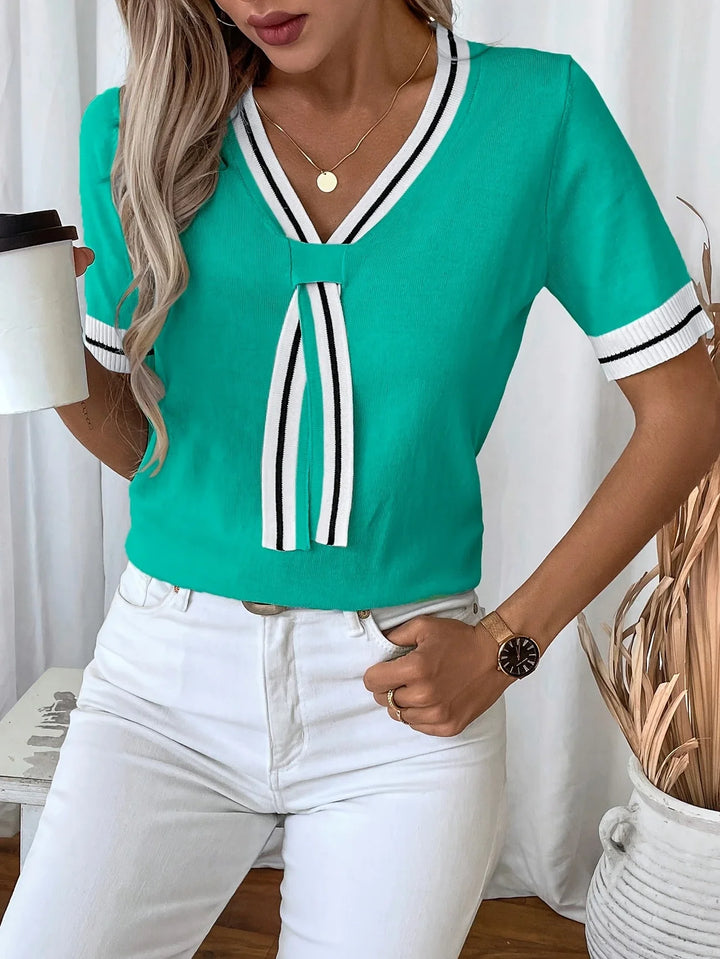 Brunella - Top eleganță Din Tricot Cu Decolteu In V