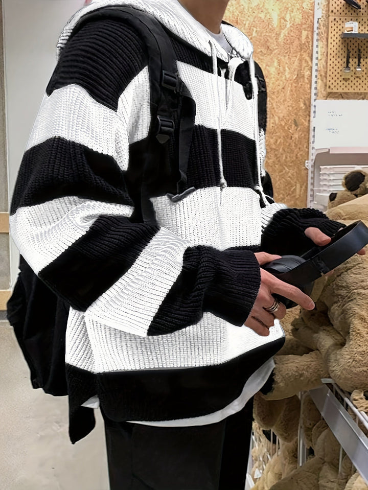 Tenzin - Hanorac Cu Glugă Din Tricot Cu Dungi Oversized