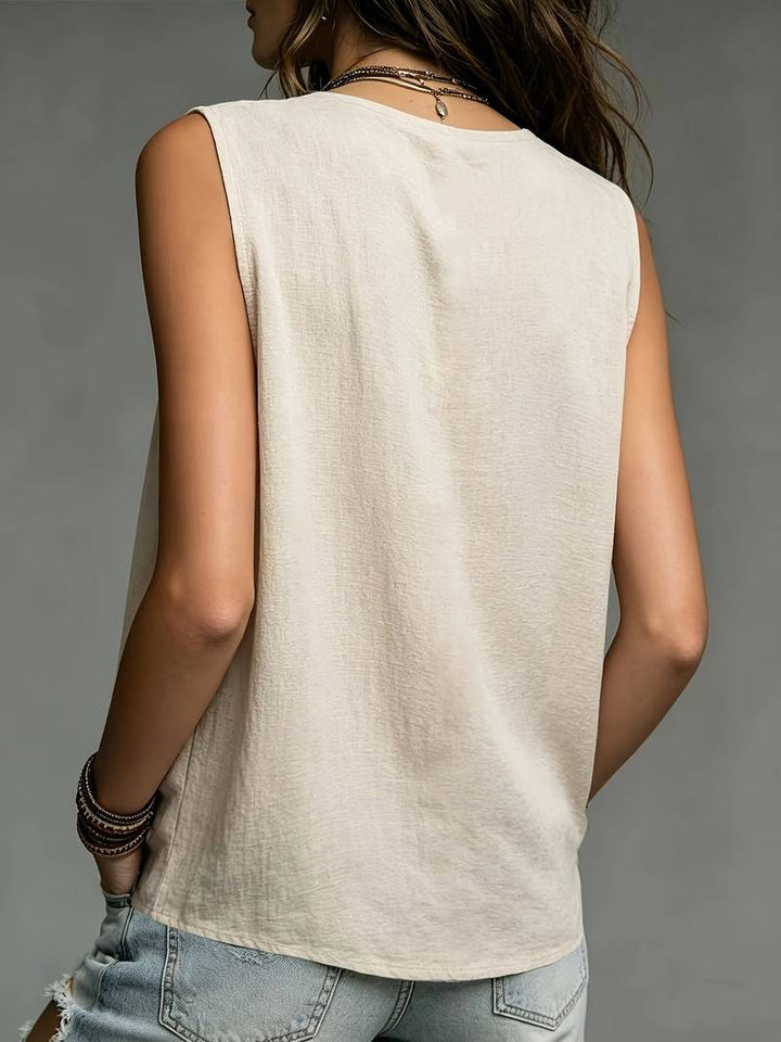 Reem - Sleeveless Pleated Loose fit Blouse