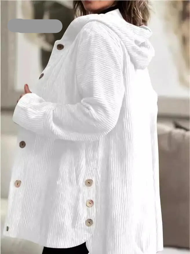 Tezila – Palton Elegant Din Velur Cu Glugă