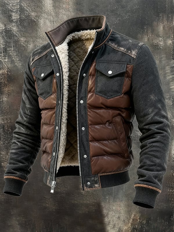 Esposito - Jacheta Retro Matlasată Patchwork Pentru Exterior Cu Fermoar