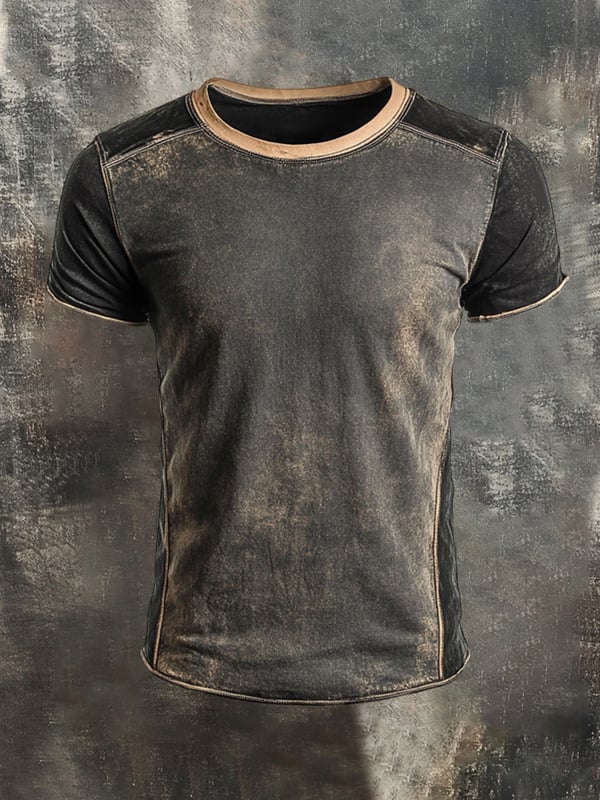 Bluză Henley Cu Design Retro în Blocuri De Culori Pentru Bărbați