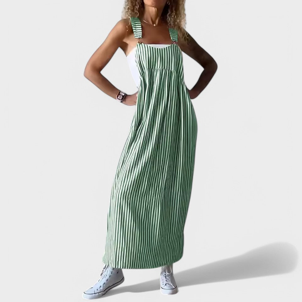 Guzel - Rochie Lungă Elegantă cu Imprimeu în Dungi