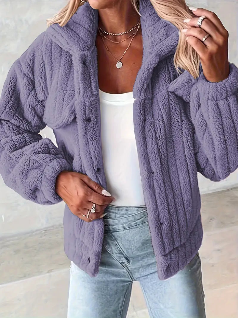 Narin - Jachetă Casual Teddy Cu Buzunar Fals