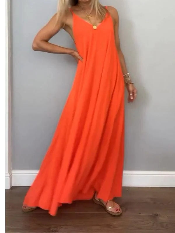 Jolanta - Rochie Elegantă Din Bumbac și In Cu Decolteu în V