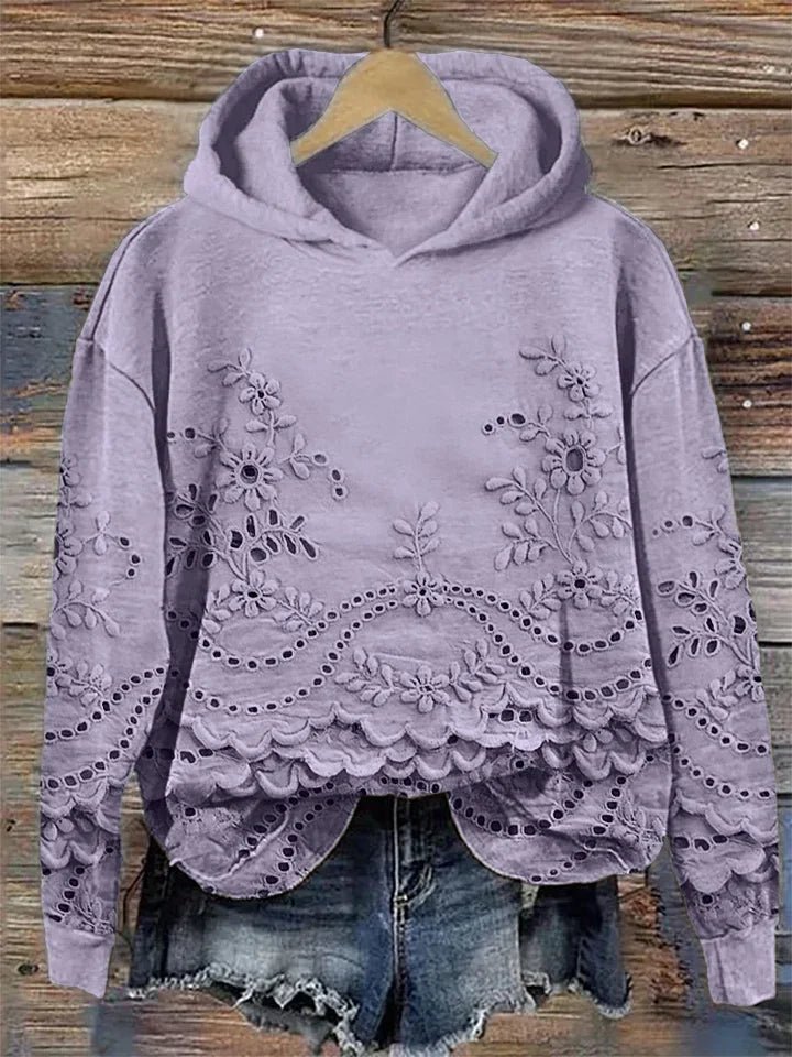 Leenja - Hanorac Casual Cu Textură Floare