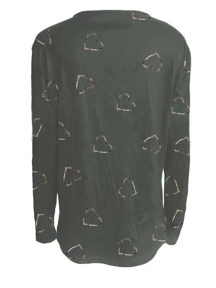 Romisha - Tricou Cu Imprimeu Inimă și Fermoar