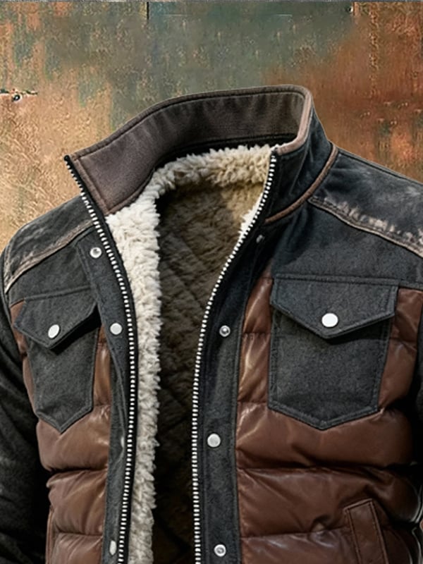 Esposito - Jacheta Retro Matlasată Patchwork Pentru Exterior Cu Fermoar