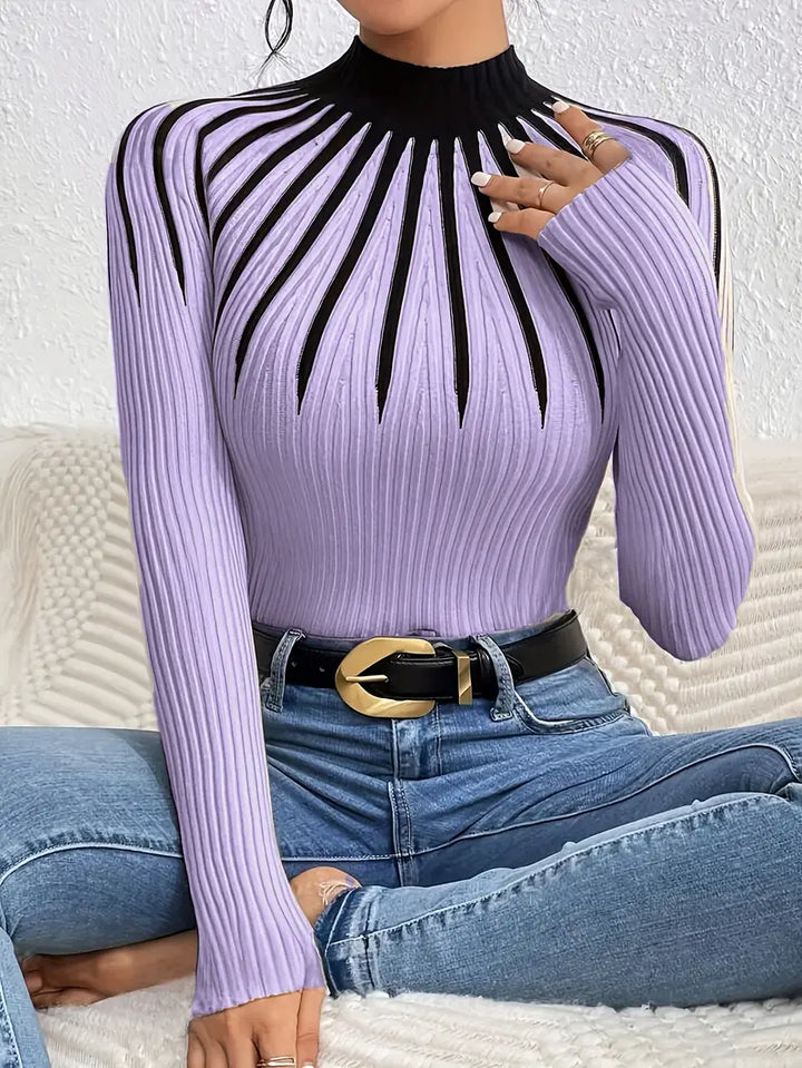 Maider - Pulover Elegant Cu Mâneci Lungi și Guler înalt