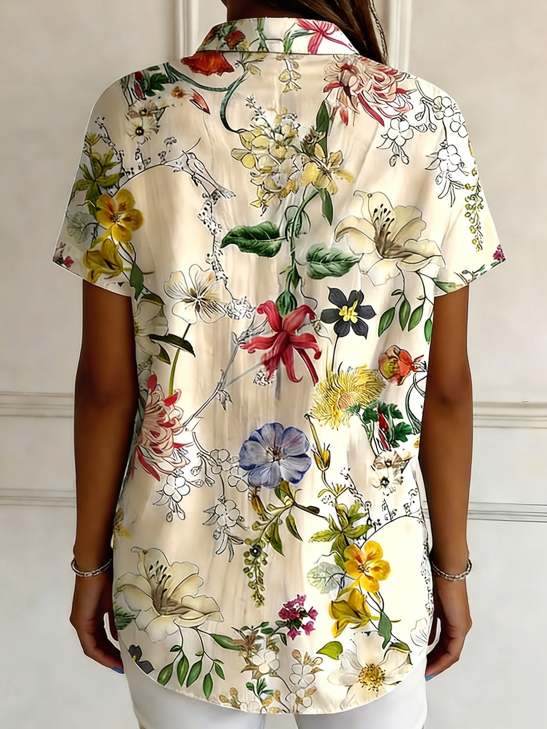 Nabilah - Bluză Casual Cu Mâneci Scurte Și Imprimeu Floral