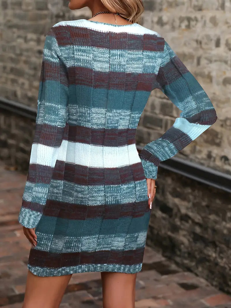 Begum - Rochie Casual Cu Mâneci Lungi și Tricotată