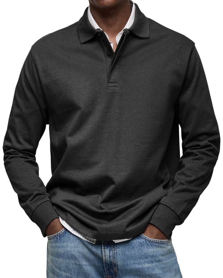 Elhanan - Tricou Polo Elegant cu Mânecă Lungă