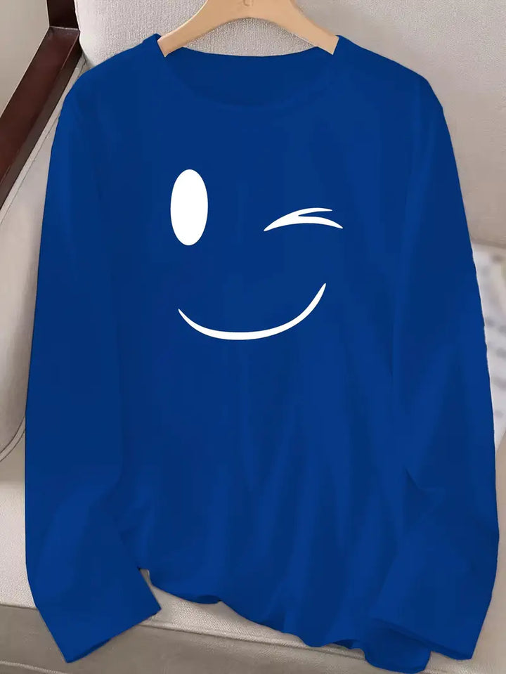 Odalina - Tricou Cazual Cu Imprimeu Smiley Cu Ochiul